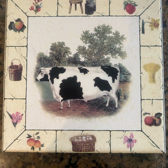 Trivet Vintage Farm Country Animal Fruit 6” - Picture 10 of 10
